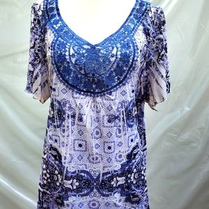 One World flutter short sleeve blouse, 2X